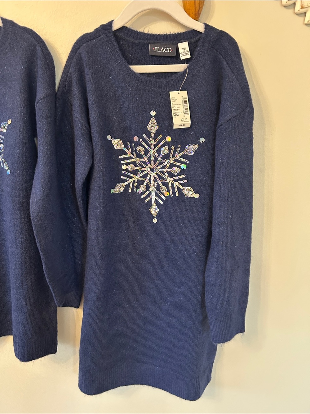 The Children's Place Navy Knit Dress with Silver Snowflake - holiday - size 7/8 - Picture 3 of 9